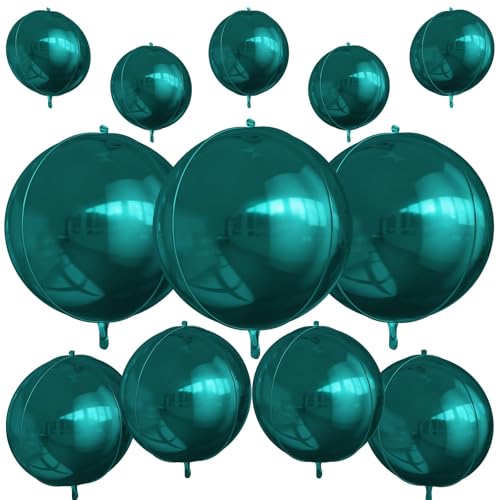 12 Stück dunkelgrüne runde Folienballons, 55,9 cm, 38,1 cm, 25,4 cm, 4D-Heliumballballballon, metallischer grüner Folienballon für Geburtstag, Abschlussfeier, Hochzeit, Jahrestag, Silvester, Disco 12 Stück dunkelgrüne runde Folienballons, 55,9 cm, 38,1 cm, 25,4 cm, 4D-Heliumballballballon, metallischer grüner Folienballon für Geburtstag, Abschlussfeier, Hochzeit, Jahrestag, Silvester, Disco von Vibzox