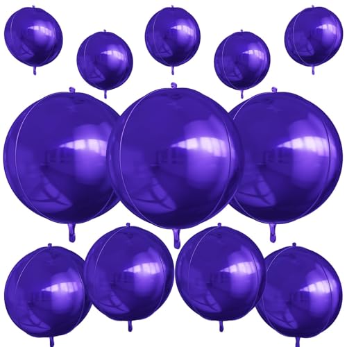 12 Stück dunkelviolette runde Folienballons, 55,9 cm, 38,1 cm, 25,4 cm, 4D-Heliumballballballon, metallischer violetter Folienballon für Geburtstag, Abschlussfeier, Hochzeit, Jahrestag, Silvester 12 Stück dunkelviolette runde Folienballons, 55,9 cm, 38,1 cm, 25,4 cm, 4D-Heliumballballballon, metallischer violetter Folienballon für Geburtstag, Abschlussfeier, Hochzeit, Jahrestag, Silvester von Vibzox