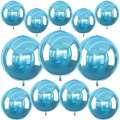 12 Stück hellblaue runde Folienballons, 55,9 cm, 38,1 cm, 25,4 cm, 4D-Heliumballballballon, metallischer Perlblauer Folienballon für Geburtstag, Abschlussfeier, Hochzeit, Jahrestag, Silvester, Disco 12 Stück hellblaue runde Folienballons, 55,9 cm, 38,1 cm, 25,4 cm, 4D-Heliumballballballon, metallischer Perlblauer Folienballon für Geburtstag, Abschlussfeier, Hochzeit, Jahrestag, Silvester, Disco von Vibzox