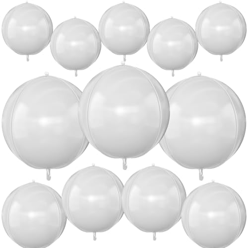 12 Stück matte weiße runde Folienballons, 55,9 cm, 38,1 cm, 25,4 cm, 4D-Heliumballballballballon, weißer Folienballon für Geburtstag, Abschlussfeier, Hochzeit, Jahrestag, Babyparty, Verlobung 12 Stück matte weiße runde Folienballons, 55,9 cm, 38,1 cm, 25,4 cm, 4D-Heliumballballballballon, weißer Folienballon für Geburtstag, Abschlussfeier, Hochzeit, Jahrestag, Babyparty, Verlobung von Vibzox