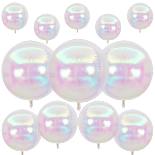 12 Stück schillernde runde Folienballons, 55,9 cm, 38,1 cm, 25,4 cm, 4D-Ballon, holografische Ballons für Geburtstag, Hochzeit, faltbar, Regenbogen-unter dem Meer, Meerjungfrauen-Party-Dekoration 12 Stück schillernde runde Folienballons, 55,9 cm, 38,1 cm, 25,4 cm, 4D-Ballon, holografische Ballons für Geburtstag, Hochzeit, faltbar, Regenbogen-unter dem Meer, Meerjungfrauen-Party-Dekoration von Vibzox