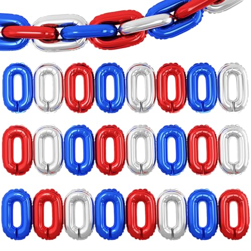 24 Stück 40,6 cm Blau Rot Silber Folienkettenballons Retro 80er 90er Jahre Hip Hop Party Dekorationen Jumbo Link Ballons für Geburtstage, Abschlussfeiern, Hochzeiten, Fotokabinen und Deckenbogen 24 Stück 40,6 cm Blau Rot Silber Folienkettenballons Retro 80er 90er Jahre Hip Hop Party Dekorationen Jumbo Link Ballons für Geburtstage, Abschlussfeiern, Hochzeiten, Fotokabinen und Deckenbogen von Vibzox