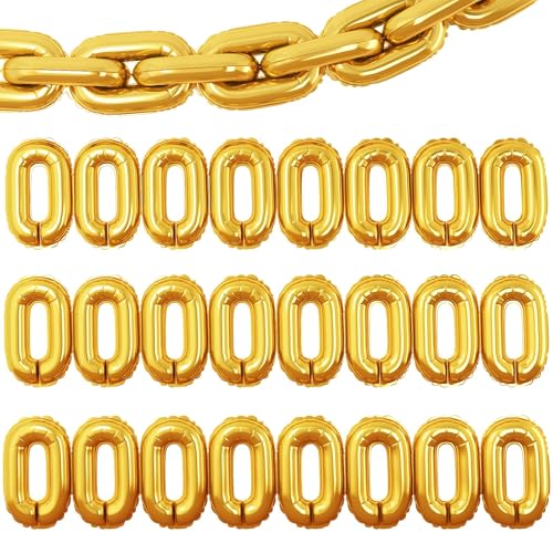 24 Stück 40,6 cm Goldfolien-Kettenballons, Retro 80er 90er Jahre Hip Hop Party Dekorationen, Jumbo Link Ballons für Geburtstage, Abschlussfeiern, Hochzeiten, Fotokabinen und Deckenbogenbedarf 24 Stück 40,6 cm Goldfolien-Kettenballons, Retro 80er 90er Jahre Hip Hop Party Dekorationen, Jumbo Link Ballons für Geburtstage, Abschlussfeiern, Hochzeiten, Fotokabinen und Deckenbogenbedarf von Vibzox