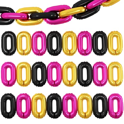 24 Stück 40,6 cm Schwarz Rosa Gold Folien Kette Luftballons Retro 80er 90er Jahre Hip Hop Party Dekorationen Jumbo Link Ballons für Geburtstage Abschlussfeiern Hochzeit Fotokabinen und Deckenbogen 24 Stück 40,6 cm Schwarz Rosa Gold Folien Kette Luftballons Retro 80er 90er Jahre Hip Hop Party Dekorationen Jumbo Link Ballons für Geburtstage Abschlussfeiern Hochzeit Fotokabinen und Deckenbogen von Vibzox