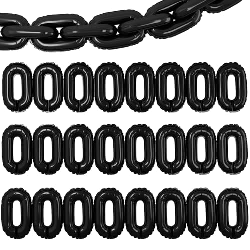 24 Stück 40,6 cm schwarze Folienkettenballons, Retro 80er 90er Jahre Hip Hop Party Dekorationen, Jumbo Link Ballons für Geburtstage, Abschlussfeiern, Hochzeiten, Fotokabinen und Deckenbogenbedarf 24 Stück 40,6 cm schwarze Folienkettenballons, Retro 80er 90er Jahre Hip Hop Party Dekorationen, Jumbo Link Ballons für Geburtstage, Abschlussfeiern, Hochzeiten, Fotokabinen und Deckenbogenbedarf von Vibzox