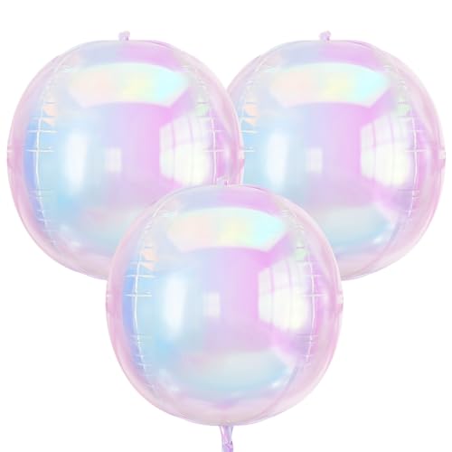3 schillernde 4D-Ballons, 81,3 cm, holografischer runder Ballballballon, riesiger 4D-Heliumballon in Regenbogenfarben, für Geburtstag, Babyparty, Meerjungfrau, Regenbogen, Hochzeit, Party-Dekorationen 3 schillernde 4D-Ballons, 81,3 cm, holografischer runder Ballballballon, riesiger 4D-Heliumballon in Regenbogenfarben, für Geburtstag, Babyparty, Meerjungfrau, Regenbogen, Hochzeit, Party-Dekorationen von Vibzox
