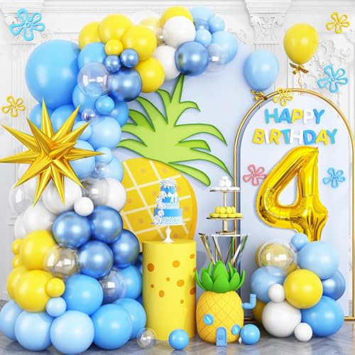 4. Blau Gelb Klar Luftballons Girlande Bogen Kit Gold 4 Zahlenballons 4. Geburtstag Dekoration für Jungen Mädchen Geburtstag Babyparty Party Supplies 4. Blau Gelb Klar Luftballons Girlande Bogen Kit Gold 4 Zahlenballons 4. Geburtstag Dekoration für Jungen Mädchen Geburtstag Babyparty Party Supplies von Vibzox