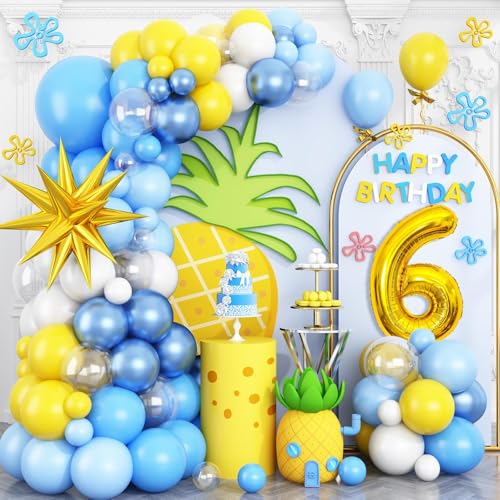 6. Blau Gelb Klar Luftballons Girlande Bogen Kit Gold 6 Zahlenballons 6. Geburtstag Dekoration für Jungen Mädchen Geburtstag Babyparty Party Supplies 6. Blau Gelb Klar Luftballons Girlande Bogen Kit Gold 6 Zahlenballons 6. Geburtstag Dekoration für Jungen Mädchen Geburtstag Babyparty Party Supplies von Vibzox