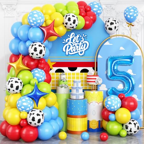Ballon Zahl Blau 5, Kuhdruck Himmelblau Wolke Luftballons Rot Gelb Blau Grün Luftballons Ballon Zahl Blau 5, Kuhdruck Himmelblau Wolke Luftballons Rot Gelb Blau Grün Luftballons von Vibzox