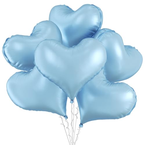 Blaue Herz-Luftballons, 6 Stück, 61 cm, große Babyblaue Herz-Folienballons für Geburtstag, Hochzeit, Babyparty, Jahrestag, Party-Dekorationen Blaue Herz-Luftballons, 6 Stück, 61 cm, große Babyblaue Herz-Folienballons für Geburtstag, Hochzeit, Babyparty, Jahrestag, Party-Dekorationen von Vibzox