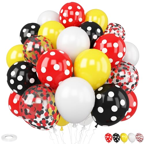 Cartoon-Maus-Luftballons, 30 Stück, 30,5 cm, weiß, gelb, rot, schwarz, gepunktet, Latex-Luftballons, Konfetti-Ballon für Jungen und Mädchen, Cartoon-Thema, Geburtstagsparty-Zubehör, Babyparty Cartoon-Maus-Luftballons, 30 Stück, 30,5 cm, weiß, gelb, rot, schwarz, gepunktet, Latex-Luftballons, Konfetti-Ballon für Jungen und Mädchen, Cartoon-Thema, Geburtstagsparty-Zubehör, Babyparty von Vibzox
