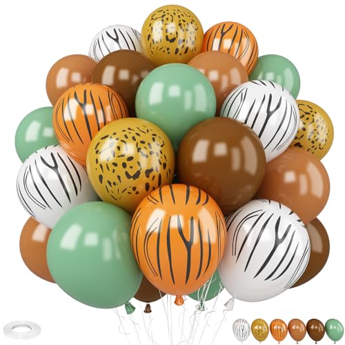 Dschungel-Safari-Luftballons, 30,5 cm, braun-grüner Ballon mit Tiger-Zebra-Tierpfotenabdruck, Latex-Luftballons für Jungen und Mädchen, Geburtstagsparty, Babyparty, Dschungelsafari, Party-Dekorationen Dschungel-Safari-Luftballons, 30,5 cm, braun-grüner Ballon mit Tiger-Zebra-Tierpfotenabdruck, Latex-Luftballons für Jungen und Mädchen, Geburtstagsparty, Babyparty, Dschungelsafari, Party-Dekorationen von Vibzox
