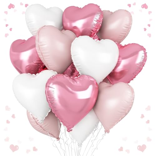 Folienballons Herz Rosa Baby Rosa Weiß von Vibzox