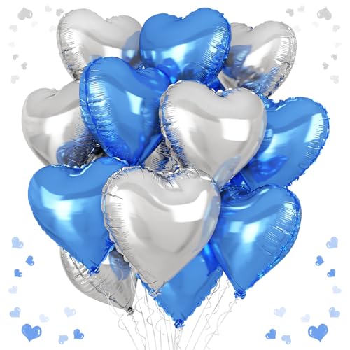 Folienherzballons Blau Silber Folienherzballons Blau Silber von Vibzox