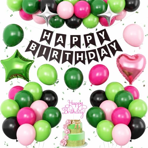Geburtstagsdekoration, Party-Luftballons, Banner, Stern-Herz, Folienballon für Mädchen, Jungen, Babyparty-Zubehör, Schwarz / Grün Geburtstagsdekoration, Party-Luftballons, Banner, Stern-Herz, Folienballon für Mädchen, Jungen, Babyparty-Zubehör, Schwarz / Grün von Vibzox