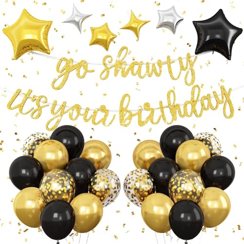 „Go Shawty, es ist dein Geburtstag Ballonbanner, Gold von Vibzox