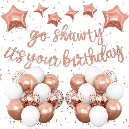 „Go Shawty, es ist dein Geburtstag Ballonbanner, Roségold „Go Shawty, es ist dein Geburtstag Ballonbanner, Roségold von Vibzox