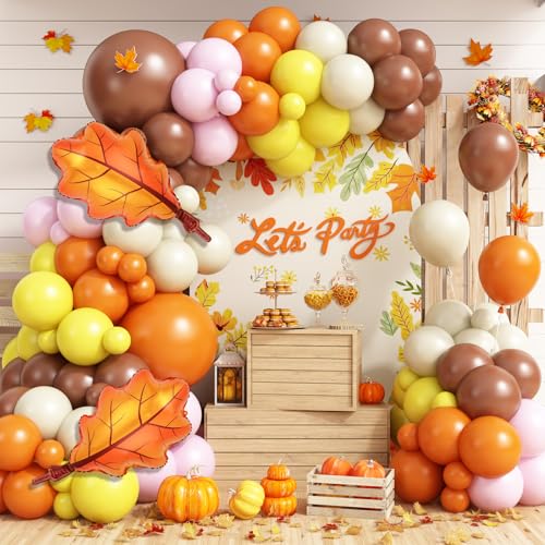 Herbst-Thanksgiving-Luftballons, Girlande, Bogen-Set, 104 Stück, Orange, Braun, Weiß, Rosa, Gelb, Boho-Luftballons für Herbst, Babyparty, Ernte, Party, Geburtstagsdekorationen Herbst-Thanksgiving-Luftballons, Girlande, Bogen-Set, 104 Stück, Orange, Braun, Weiß, Rosa, Gelb, Boho-Luftballons für Herbst, Babyparty, Ernte, Party, Geburtstagsdekorationen von Vibzox