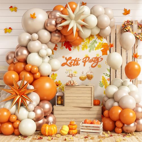 Herbst-Thanksgiving-Luftballons, Girlande, Bogen-Set, 96 Stück, Orange, Beige, Weiß, Gold, Boho-Ballons für Herbst, Babyparty, Ernte, Party, Geburtstagsdekorationen Herbst-Thanksgiving-Luftballons, Girlande, Bogen-Set, 96 Stück, Orange, Beige, Weiß, Gold, Boho-Ballons für Herbst, Babyparty, Ernte, Party, Geburtstagsdekorationen von Vibzox