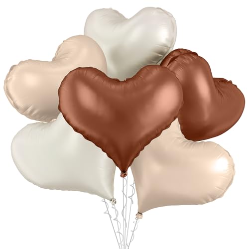 Herz-Luftballons in Creme-Weiß, Beige, 6 Stück, 61 cm, große Herz-Folienballons für Geburtstag, Hochzeit, Babyparty, Jahrestag, Party-Dekoration Herz-Luftballons in Creme-Weiß, Beige, 6 Stück, 61 cm, große Herz-Folienballons für Geburtstag, Hochzeit, Babyparty, Jahrestag, Party-Dekoration von Vibzox