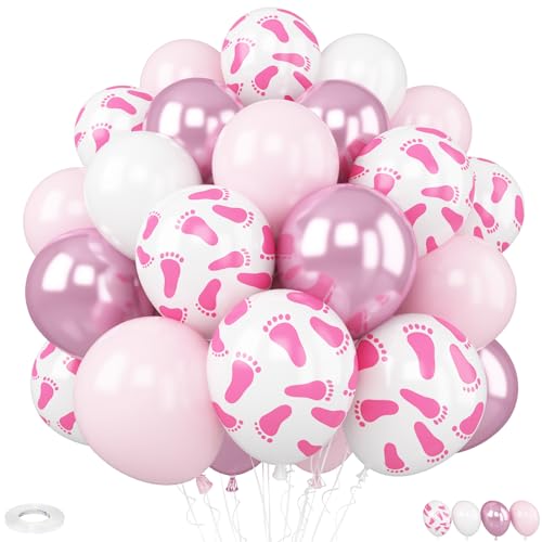 Luftballons für Babypartys, 30,5 cm, rosa und weiß, mit Babyfuß, bedruckter Ballon für Mädchen, Babyparty, Geschlechtsoffenbarung, Geburtstag, Hochzeit, Dekoration, 30 Stück Luftballons für Babypartys, 30,5 cm, rosa und weiß, mit Babyfuß, bedruckter Ballon für Mädchen, Babyparty, Geschlechtsoffenbarung, Geburtstag, Hochzeit, Dekoration, 30 Stück von Vibzox