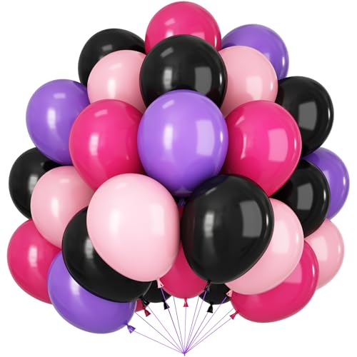 Luftballons in Schwarz, Rosa, Lila, 60 Stück, 30,5 cm, Schwarz und Hot Pink Lila Luftballons für Mädchen, Geburtstag, Babyparty, Hochzeit, Geschlechtsoffenbarung, Valentinstag, Brautschmuck, praty Luftballons in Schwarz, Rosa, Lila, 60 Stück, 30,5 cm, Schwarz und Hot Pink Lila Luftballons für Mädchen, Geburtstag, Babyparty, Hochzeit, Geschlechtsoffenbarung, Valentinstag, Brautschmuck, praty von Vibzox