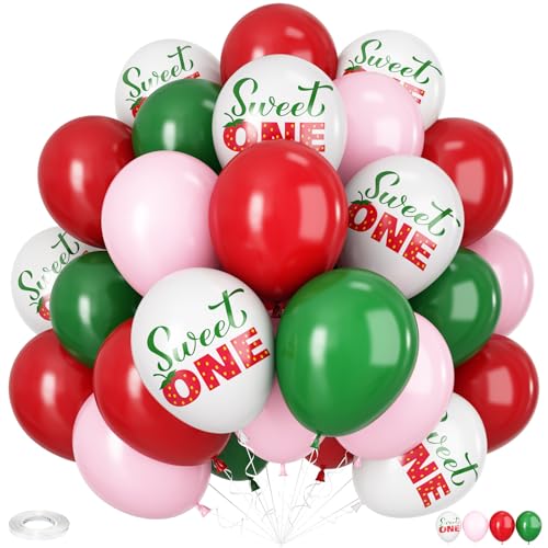Luftballons mit Erdbeer-Druck, 30 Stück, 30,5 cm, Beeren-Druck, Rosa, Rot, Grün, Ballon für Sweet One Baby unterwegs, Mädchen, erster Geburtstag, Party, Sommer, Obst, Erdbeere von Vibzox