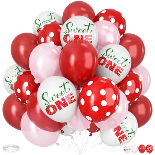 Luftballons mit Erdbeer-Druck, 30 Stück, 30,5 cm, Beeren-Druck, rote gepunktete Ballons für Mädchen, erster Geburtstag, Party, Sommer, Obst, Erdbeere, Motto-Party-Dekorationen von Vibzox