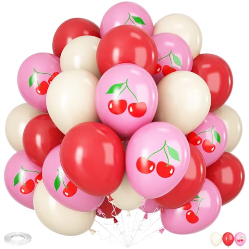 Luftballons mit Kirsch-Druck, 30 Stück, 30 cm, rosafarbener Druck, rot/weiß, Ballon für Sommer, Obstparty, Geburtstag, "She is Cherry on Top", Babyparty, Hochzeit, Braut, Valentinstag Luftballons mit Kirsch-Druck, 30 Stück, 30 cm, rosafarbener Druck, rot/weiß, Ballon für Sommer, Obstparty, Geburtstag, "She is Cherry on Top", Babyparty, Hochzeit, Braut, Valentinstag von Vibzox