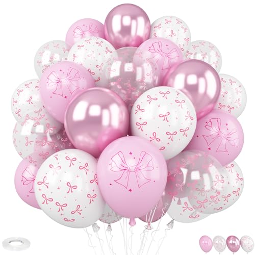 Luftballons mit Schleife, 30 Stück, 30,5 cm, rosa und weiß, mit Schleife, bedruckte Ballons für Junggesellinnenabschied, Prinzessinnen-Thema, Geburtstag, Party, Braut-Verlobung, Dekorationen Luftballons mit Schleife, 30 Stück, 30,5 cm, rosa und weiß, mit Schleife, bedruckte Ballons für Junggesellinnenabschied, Prinzessinnen-Thema, Geburtstag, Party, Braut-Verlobung, Dekorationen von Vibzox