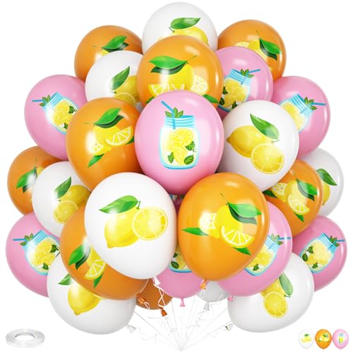 Luftballons mit Zitronendruck, 30 Stück, 30,5 cm, Rosa, Orange, Weiß, Zitronendruck, Luftballons für Sommer, Babyparty, Geburtstag, Hochzeit, Abschlussfeier, Geburtstag, Obst, Limonade Luftballons mit Zitronendruck, 30 Stück, 30,5 cm, Rosa, Orange, Weiß, Zitronendruck, Luftballons für Sommer, Babyparty, Geburtstag, Hochzeit, Abschlussfeier, Geburtstag, Obst, Limonade von Vibzox