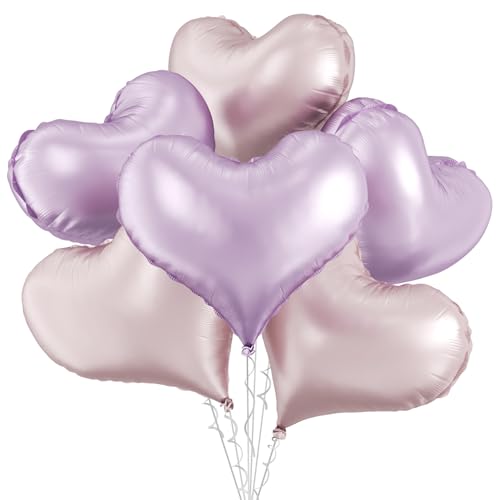Pink-violette Herz-Luftballons, 6 Stück, 61 cm, große rosa Herz-Folienballons für Geburtstag, Hochzeit, Babyparty, Jahrestag, Party-Dekoration Pink-violette Herz-Luftballons, 6 Stück, 61 cm, große rosa Herz-Folienballons für Geburtstag, Hochzeit, Babyparty, Jahrestag, Party-Dekoration von Vibzox