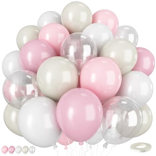 Pink-weiße Luftballons, 50 Stück, 30,5 cm, Boho-Ballon mit Retro-weißem Sand, elfenbeinfarben, hellrosa, Latex-Luftballons für Mädchen, Geburtstag, Babyparty, Prinzessin, Brautparty, Dekoration Pink-weiße Luftballons, 50 Stück, 30,5 cm, Boho-Ballon mit Retro-weißem Sand, elfenbeinfarben, hellrosa, Latex-Luftballons für Mädchen, Geburtstag, Babyparty, Prinzessin, Brautparty, Dekoration von Vibzox