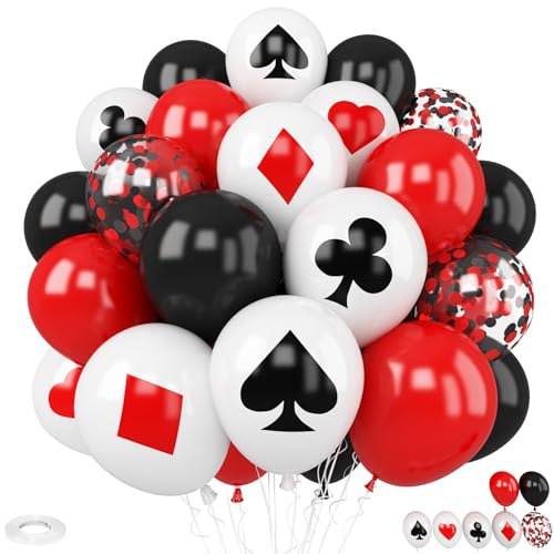Poker-Luftballons, 30,5 cm, Casino-Themen-Party-Ballons, schwarz, weiß, rot, Latex-Ballon, rot, schwarz, Happy für Poker, Casino-Nacht, Partyzubehör, Poker, Geburtstagsdekorationen, 30 Stück Poker-Luftballons, 30,5 cm, Casino-Themen-Party-Ballons, schwarz, weiß, rot, Latex-Ballon, rot, schwarz, Happy für Poker, Casino-Nacht, Partyzubehör, Poker, Geburtstagsdekorationen, 30 Stück von Vibzox