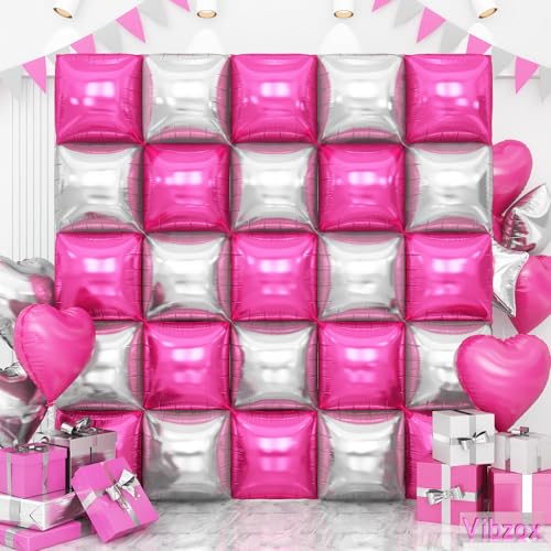 Quadratische Folienballons an der Wand, 25 Stück, doppelseitig, Chrom, Silber und Rosa, Tunnelbogen-Set, Hintergrund für Mädchen, Geburtstag, Party, Prinzessin, Abschluss, Galentinen, Valentinstag Quadratische Folienballons an der Wand, 25 Stück, doppelseitig, Chrom, Silber und Rosa, Tunnelbogen-Set, Hintergrund für Mädchen, Geburtstag, Party, Prinzessin, Abschluss, Galentinen, Valentinstag von Vibzox