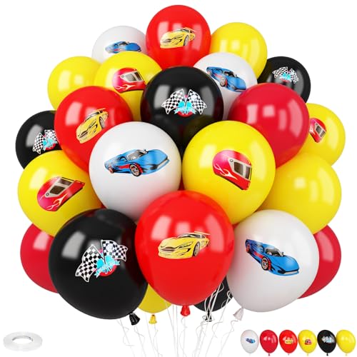 Rennauto-Luftballons, 30 Stück, 30,5 cm, rot, gelb, weiß, Latex-Ballon für karierte Flaggen, Rennen, Party, Jungen, Geburtstag, schnelle Versammlung, Dekorationen Rennauto-Luftballons, 30 Stück, 30,5 cm, rot, gelb, weiß, Latex-Ballon für karierte Flaggen, Rennen, Party, Jungen, Geburtstag, schnelle Versammlung, Dekorationen von Vibzox