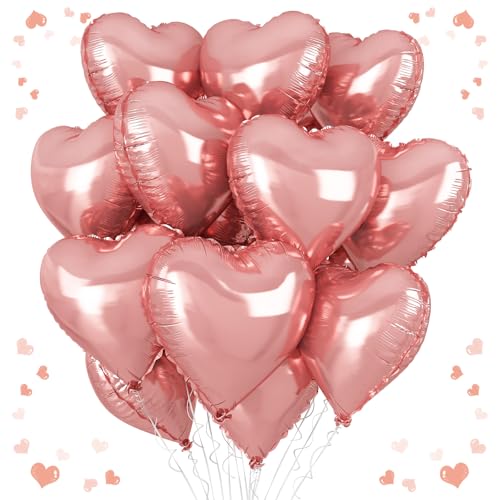 Rosa Herzballons, 45,7 cm, rosa Herzform, 12 Stück Herz-Mylar-Helium-Luftballons für Mädchen, Geburtstag, Babyparty, Hochzeit, Verlobung, Jahrestag, Party-Dekoration Rosa Herzballons, 45,7 cm, rosa Herzform, 12 Stück Herz-Mylar-Helium-Luftballons für Mädchen, Geburtstag, Babyparty, Hochzeit, Verlobung, Jahrestag, Party-Dekoration von Vibzox