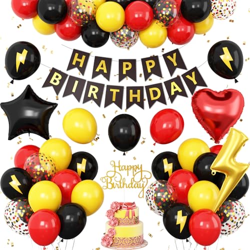 Geburtstagsdekorationen für Jungen, Cartoon-Geburtstagsparty-Ballons mit Stern-Herz-Folienballons, Banner, Kuchenaufsatz für Kinder, Spielthemen-Party-Dekoration von Vibzox