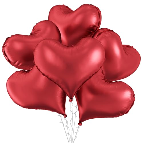 Rote Herzballons, 6 Stück, 61 cm, große rote Herz-Folienballons für Geburtstag, Hochzeit, Babyparty, Jahrestag, Party-Dekoration Rote Herzballons, 6 Stück, 61 cm, große rote Herz-Folienballons für Geburtstag, Hochzeit, Babyparty, Jahrestag, Party-Dekoration von Vibzox