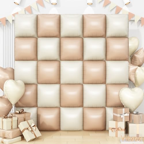 Sandweiß-braune quadratische Folienballons, Wand, 25 Stück, doppelseitig, Boho, cremefarben, hautfarben, beige, Luftballons, Tunnelbogen-Set, Hintergrund für Geburtstag, neutraler Bär, Brautschmuck Sandweiß-braune quadratische Folienballons, Wand, 25 Stück, doppelseitig, Boho, cremefarben, hautfarben, beige, Luftballons, Tunnelbogen-Set, Hintergrund für Geburtstag, neutraler Bär, Brautschmuck von Vibzox