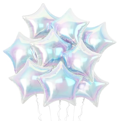 Schillernde Sternballons, 45,7 cm, schillernde, holografische Sternform, 9 Stück, klare Folie, Helium-Sternballon für Geburtstag, Babyparty, Meerjungfrau, Regenbogen, Hochzeit, Party-Dekorationen Schillernde Sternballons, 45,7 cm, schillernde, holografische Sternform, 9 Stück, klare Folie, Helium-Sternballon für Geburtstag, Babyparty, Meerjungfrau, Regenbogen, Hochzeit, Party-Dekorationen von Vibzox