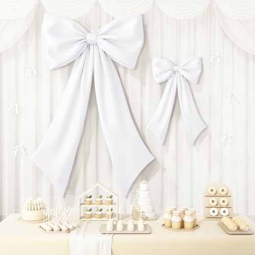 Weiße Schleifendekoration, 2 Stück, große und kleine weiße Kokette, Raumhintergrund, Wanddekoration für Junggesellinnenabschiede, Babyparty, Brautparty, Schleife, Geburtstagsdekorationen Weiße Schleifendekoration, 2 Stück, große und kleine weiße Kokette, Raumhintergrund, Wanddekoration für Junggesellinnenabschiede, Babyparty, Brautparty, Schleife, Geburtstagsdekorationen von Vibzox