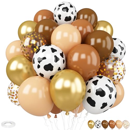 Western-Cowboy-Luftballons, 30,5 cm, Braun, Nude, Gold, Konfetti-Ballon mit Kuhdruck, Latex, Himmelswolkenballons für Bauernhaus, Cowboy, Western-Babyparty, Jungen, Mädchen Western-Cowboy-Luftballons, 30,5 cm, Braun, Nude, Gold, Konfetti-Ballon mit Kuhdruck, Latex, Himmelswolkenballons für Bauernhaus, Cowboy, Western-Babyparty, Jungen, Mädchen von Vibzox