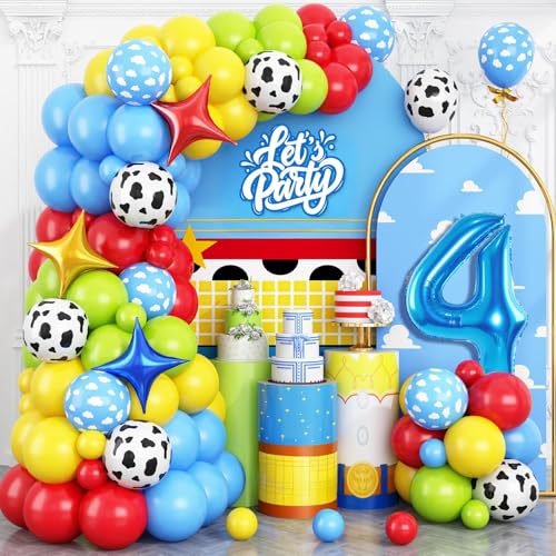 Zahlenballon Blau 4, Kuhdruck Himmelblau Wolkenballons Rot Gelb Blau Grün Luftballons Zahlenballon Blau 4, Kuhdruck Himmelblau Wolkenballons Rot Gelb Blau Grün Luftballons von Vibzox