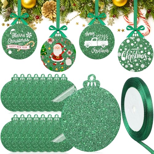 Vicenpal Acryl-Weihnachtsschmuck, rund, 7,6 cm, Glitzer-Scheibe, Kreis, blanko, Großpackung mit Löchern, Acryl-Ornamente, rund, mit 1 Rolle Band für DIY-Weihnachtsbaum-Dekoration, Grün, 30 Stück Vicenpal Acryl-Weihnachtsschmuck, rund, 7,6 cm, Glitzer-Scheibe, Kreis, blanko, Großpackung mit Löchern, Acryl-Ornamente, rund, mit 1 Rolle Band für DIY-Weihnachtsbaum-Dekoration, Grün, 30 Stück von Vicenpal