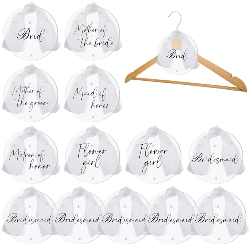 Vicenpal Perlen-Aufhänger für Brautjungfern, mit weißen Bändern, Acryl-Kleider, Geschenke für Braut, Trauzeugin, Hochzeitskleid, Gepäck, Junggesellenabschied, rund, 13 Stück von Vicenpal