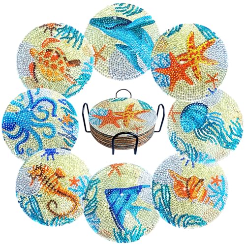 Vicglory 8 Stück Diamond Painting Untersetzer, DIY Diamond Painting Untersetzer Kinder mit Halter, Sea Life 5D Diamond Art Painting Untersetzer Kits für Erwachsene Kinder Anfänger Vicglory 8 Stück Diamond Painting Untersetzer, DIY Diamond Painting Untersetzer Kinder mit Halter, Sea Life 5D Diamond Art Painting Untersetzer Kits für Erwachsene Kinder Anfänger von Vicglory