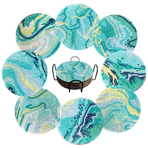 Vicglory 8 Stück Diamond Painting Untersetzer, DIY Diamond Painting Untersetzer Kinder mit Halter, Ocean Wave 5D Diamond Art Painting Untersetzer Kits für Erwachsene Kinder Anfänger Vicglory 8 Stück Diamond Painting Untersetzer, DIY Diamond Painting Untersetzer Kinder mit Halter, Ocean Wave 5D Diamond Art Painting Untersetzer Kits für Erwachsene Kinder Anfänger von Vicglory