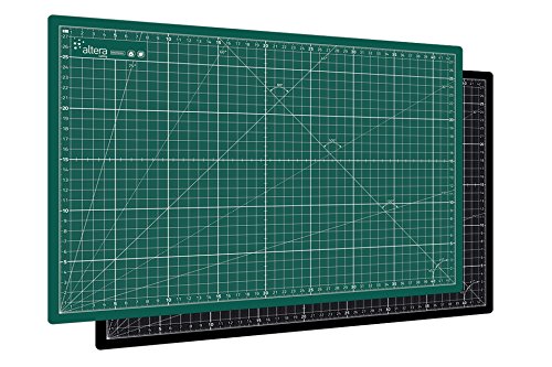 Altera Schneidematte, schneidunterlage A3 (30x45cm), selbstheilend Altera PRO, Grün/Schwarz beidseitig mit Raster von Vicien