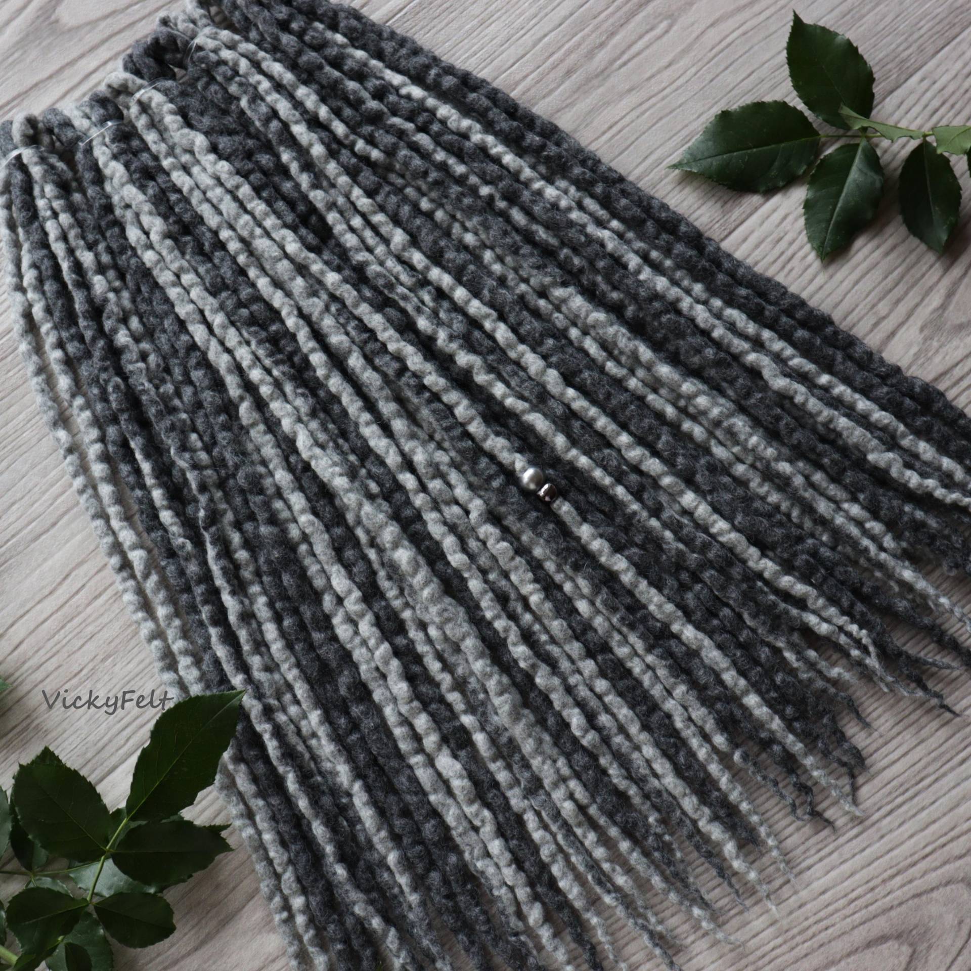 Wolle Dreads Grau 10-60 Stk Dreadlocks De Vollset Double Ended 14-18, 18-22, 22-26, 26-29 Zoll von VickyFelt